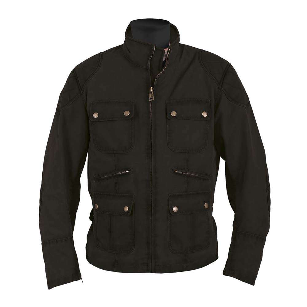 Helstons HUNT Waxed Cotton Motorcycle Jacket - BLACK